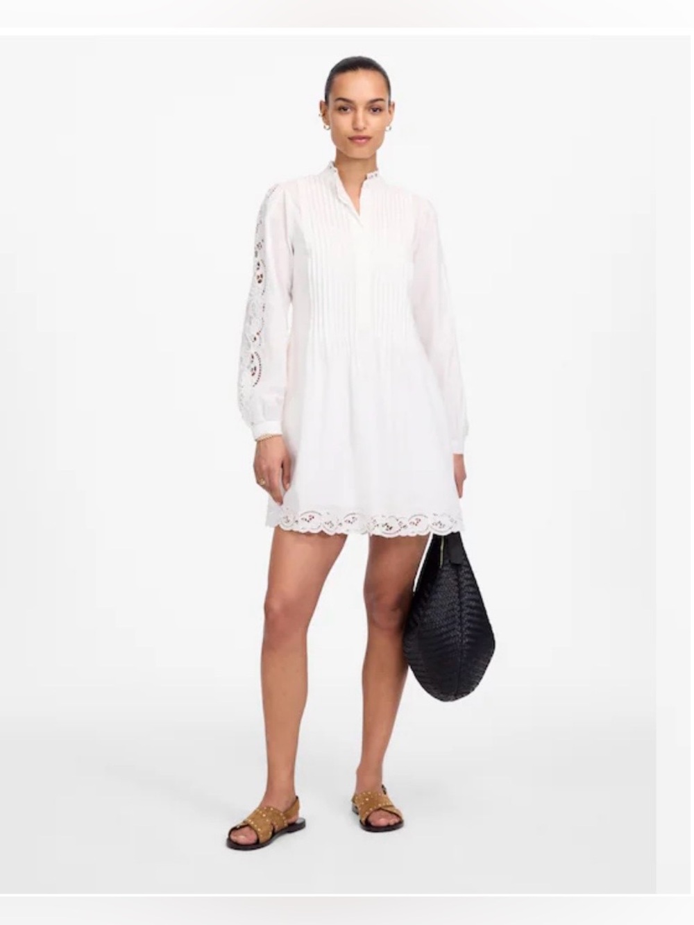 Madewell White Eyelet Pintuck Mini Dress